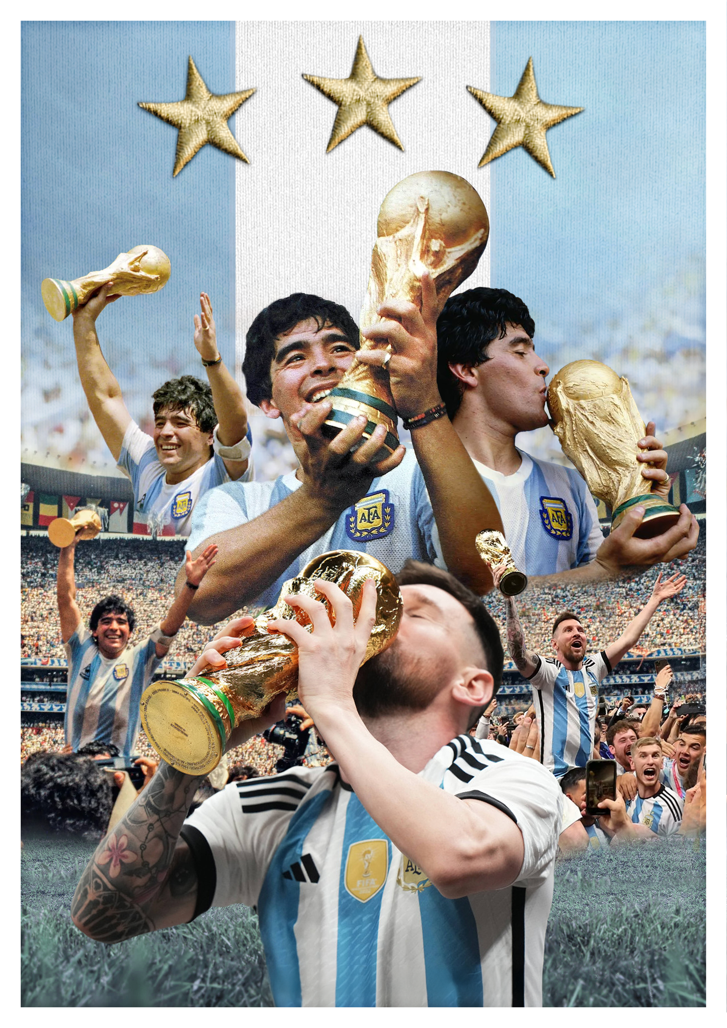 Maradona y Messi - Campeones Del Mundo